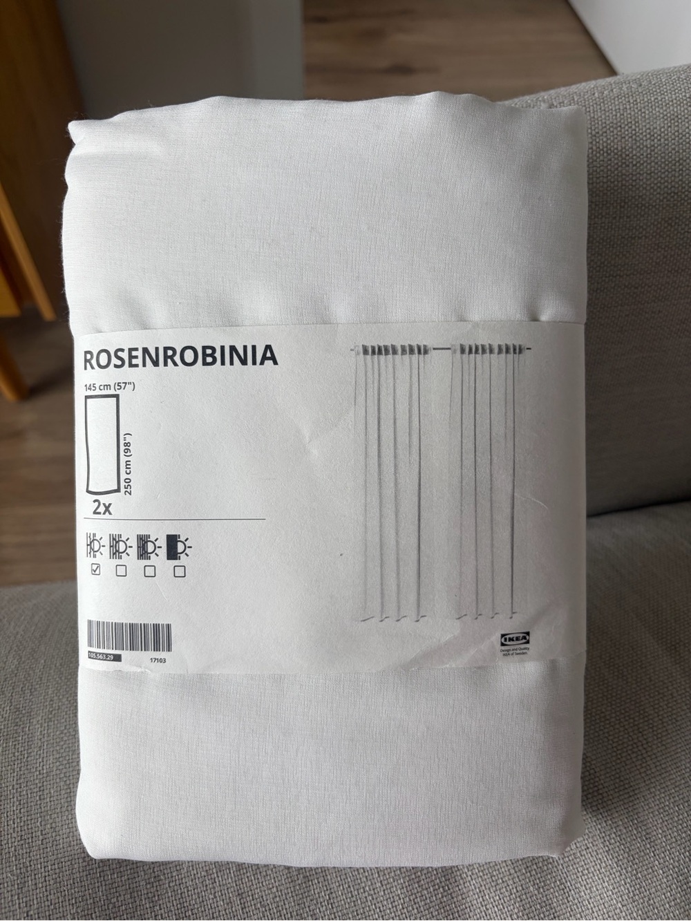 IKEA White ROSENROBINIA Curtain Panels - Pair
